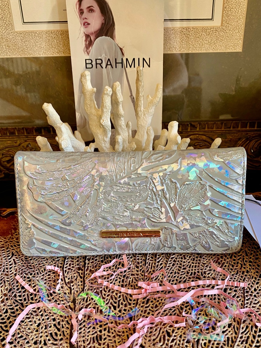 🪩HTF SILVER SERENADE Brahmin ADY Wallet NWT